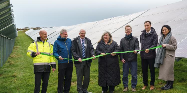Group image of official opening at Aberystwyth University’s solar development