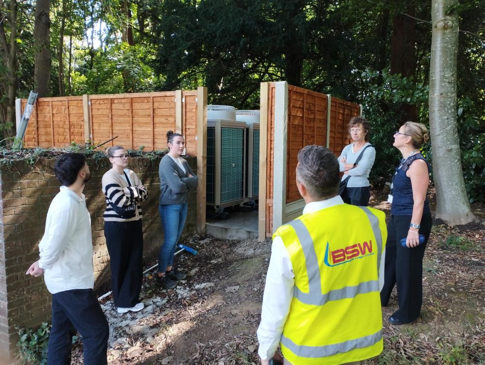 Team Salix takes a look at the air source heat pumps at Rocks Park