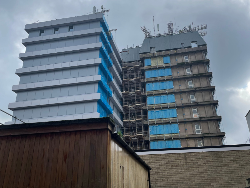 Works at the Tower Block being completed