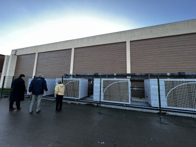 The air source heat pumps that will heat the pool at Lincoln Academy